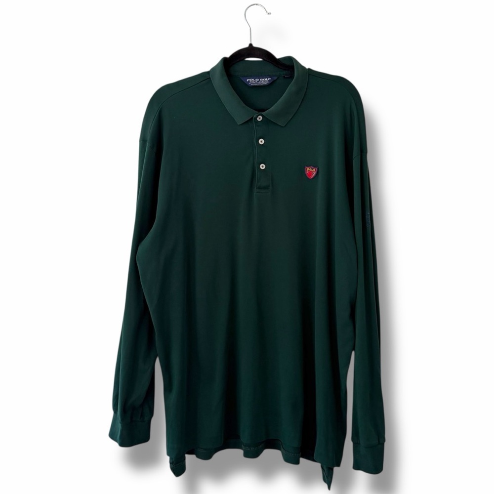Ralph Lauren Polo Golf Men's Forest Green Polo Pima Cotton Long Sleeve Shirt XL